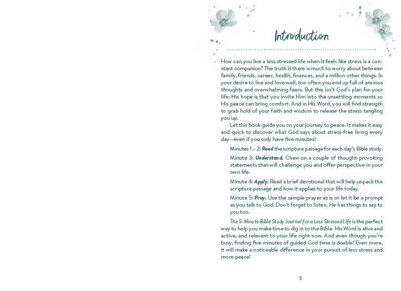 The 5-Minute Bible Study Journal for a Less Stressed Life