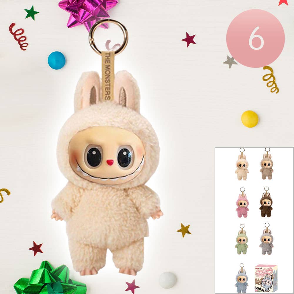 6PCS-Labubu Monster Doll Keychain Exciting Macaron Blind Box