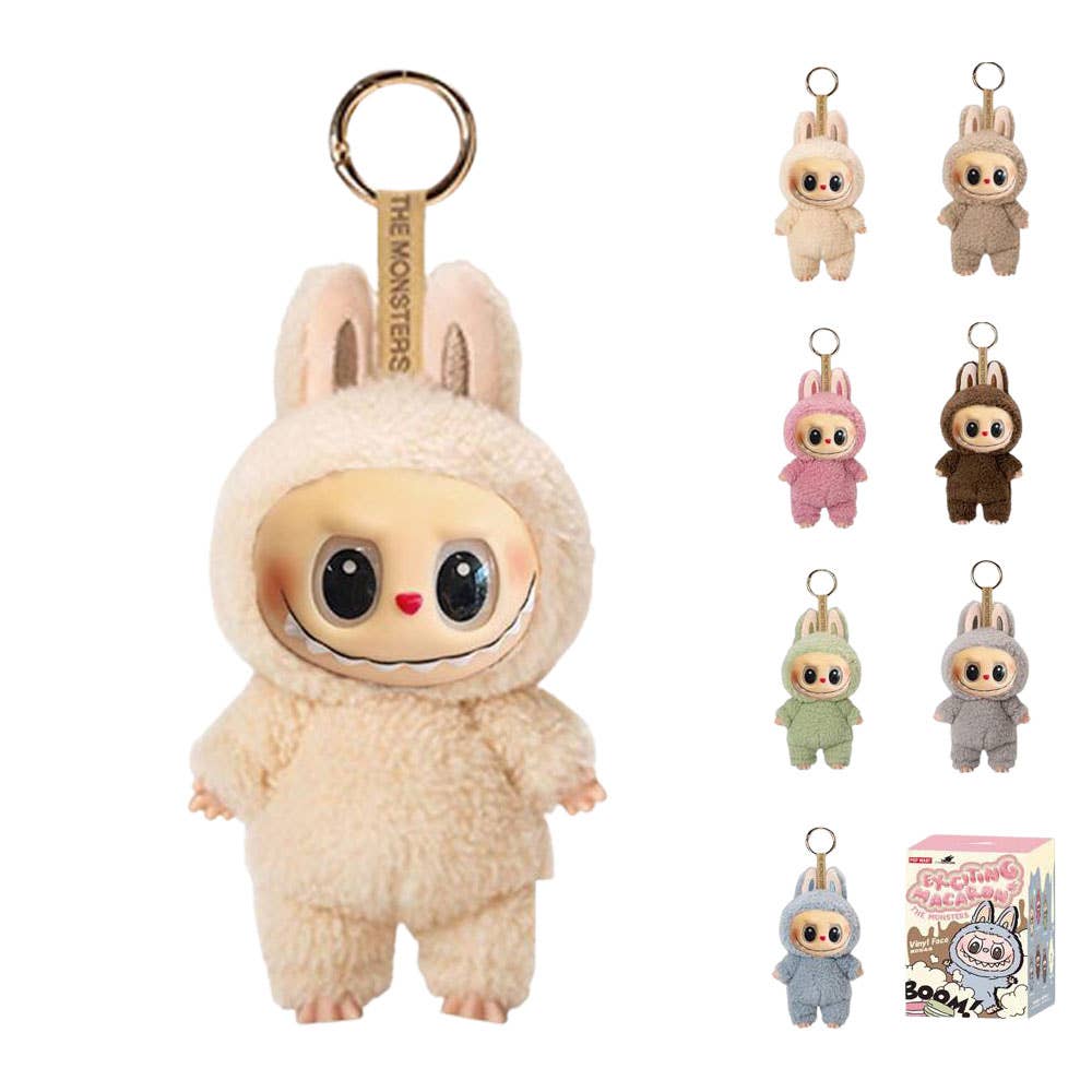 6PCS-Labubu Monster Doll Keychain Exciting Macaron Blind Box
